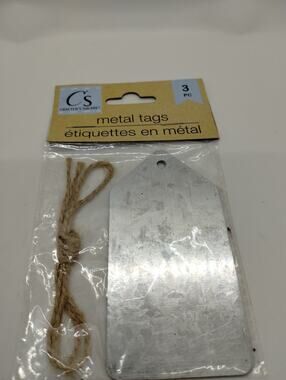 Crafter's Square - Metal Tags - Pointy Top - Galvanized - Approx 4"x2" - 3 Pack